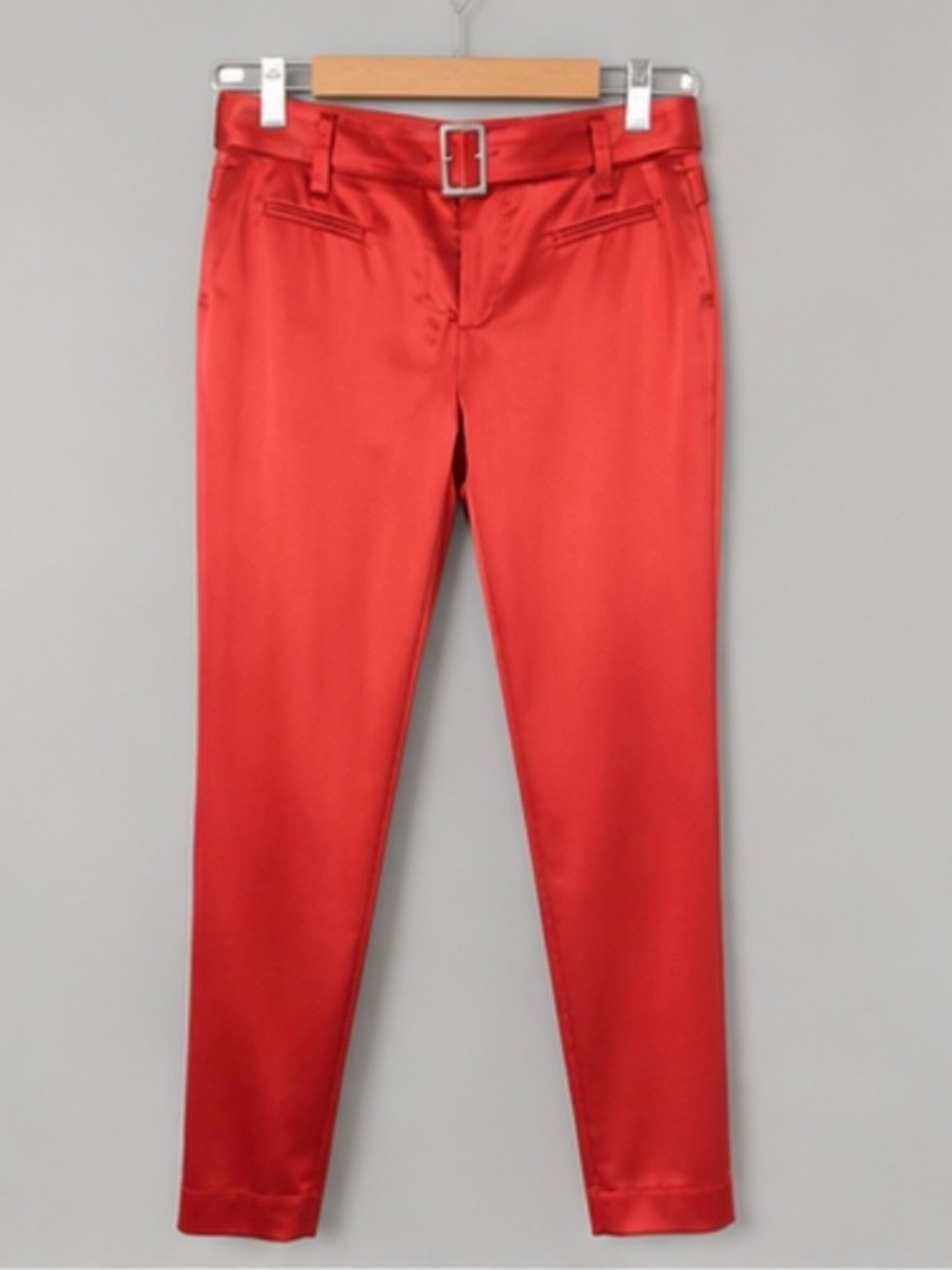 CLICHÉ NWOT 93% Silk Satin Pants Size 40 Belted Made in Slovenia NWOT